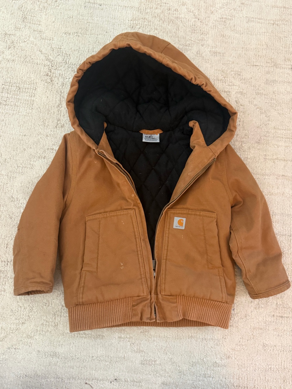 Carhartt Black Quilted Shirt Jacket with Brown Trim